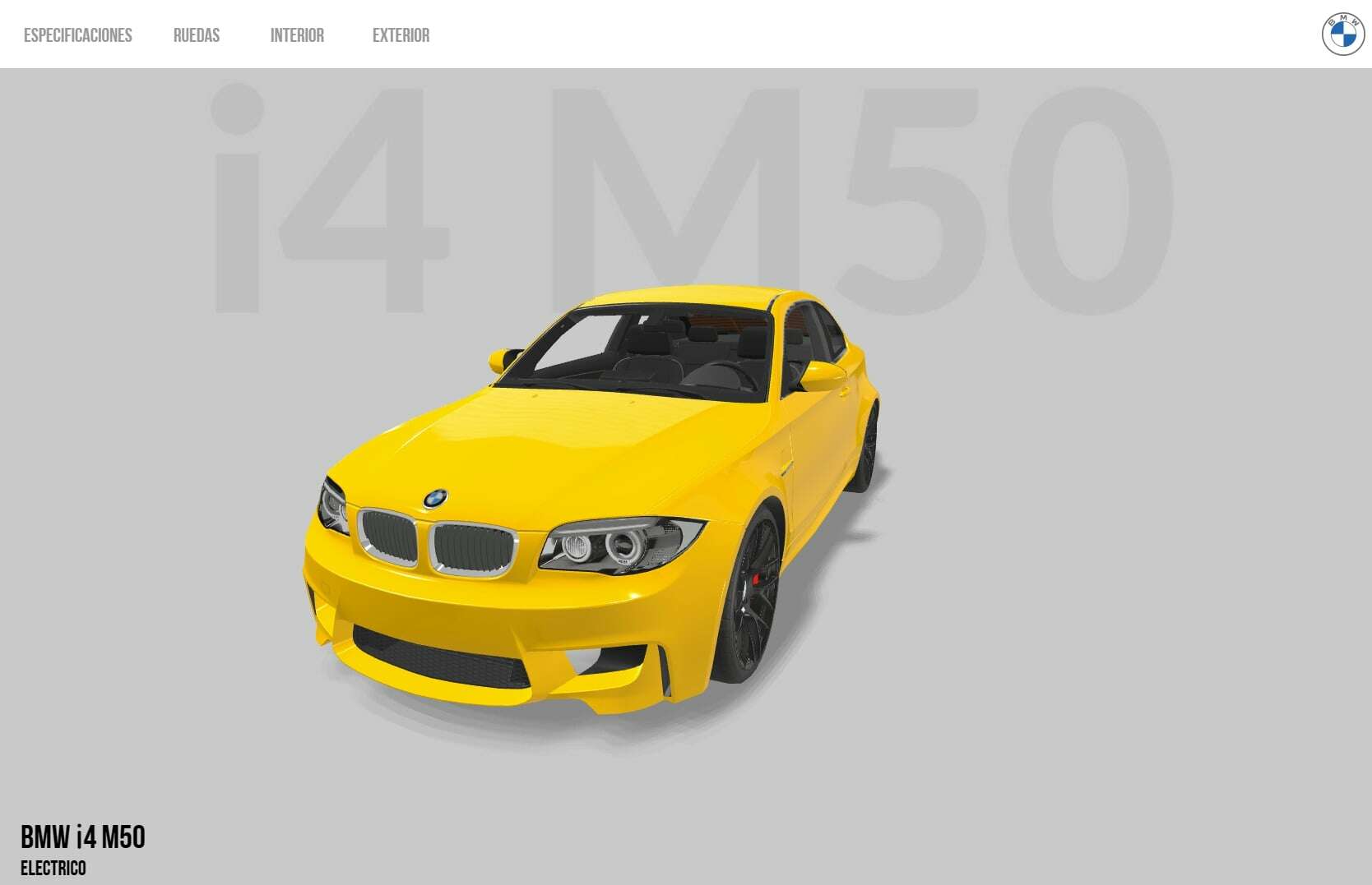 Tour virtual de un modelo 3D del BMW i4 M50.